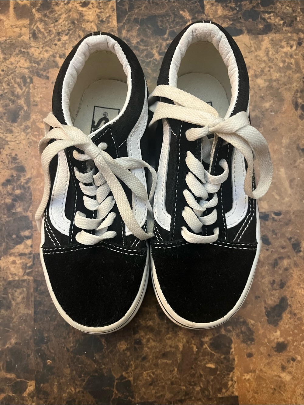 Vans Kids Black and White Low-Top Skate Sneakers
